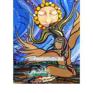 Gathering Energy - 11 x 14" Print - Artwork by Pam Cailloux - arms outstretched towards sky.